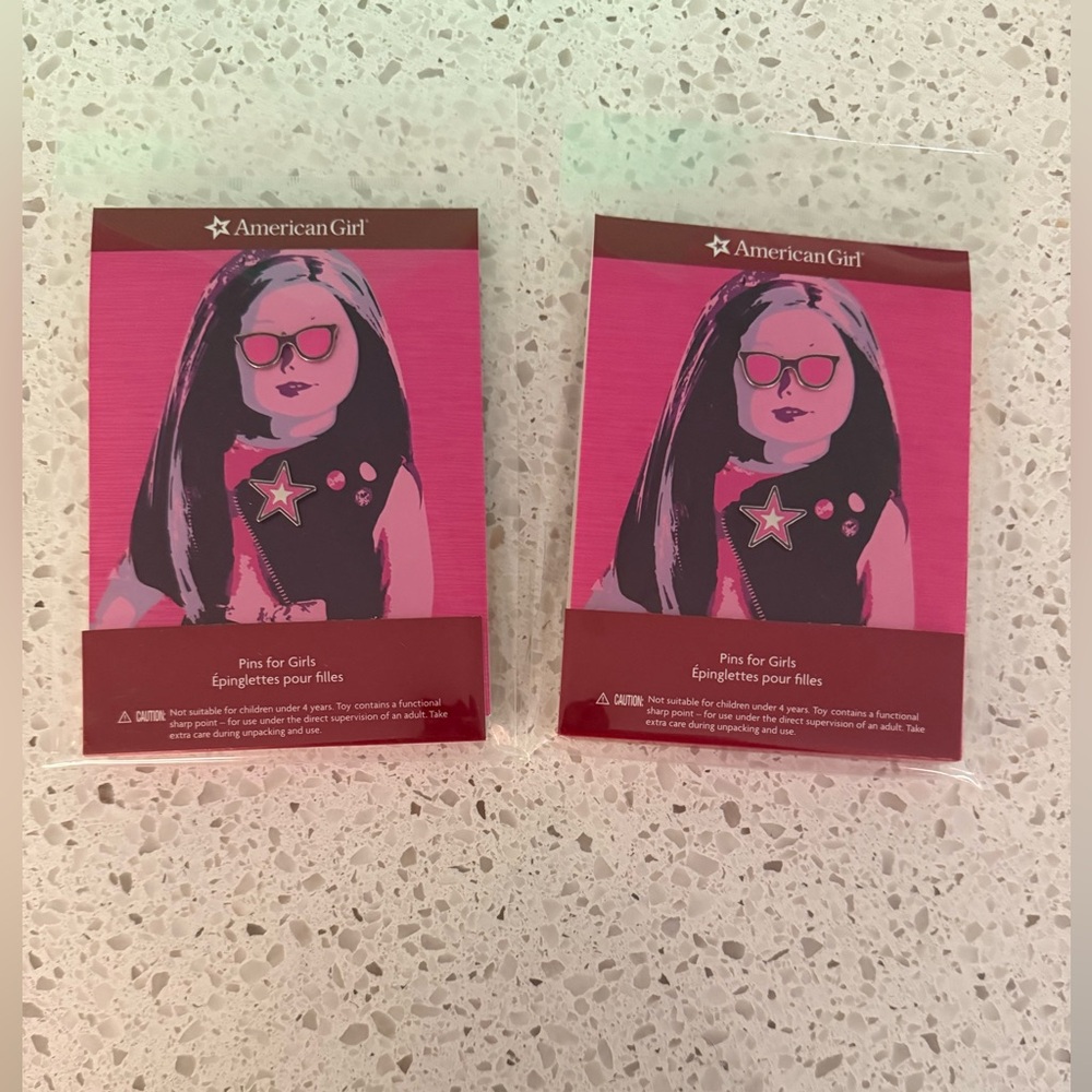 American Girl Pins for Girls, Glasses and Star, 2 sets